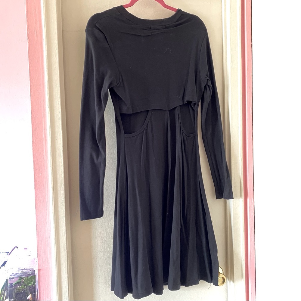 Noctex Dina Black Long Sleeve Mini Dress with Keyhole Openings in Back